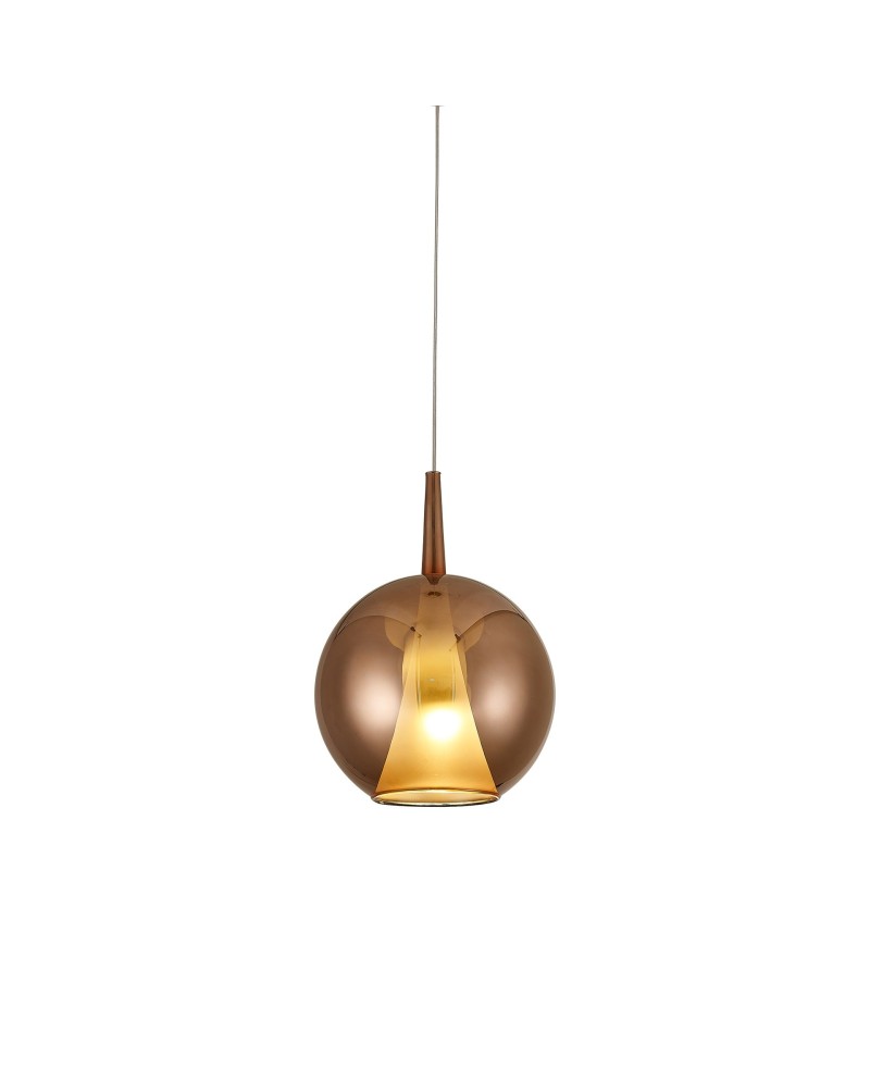 ELSA * COLGANTE CRISTAL BOLA - E27 - COBRE + OPAL ( SIN BASE)